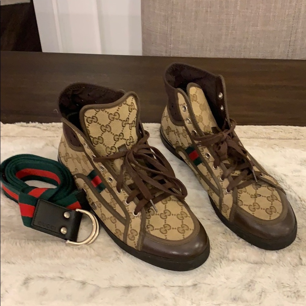 Brown Guccissima web Hightop Sneakers Men’s 8